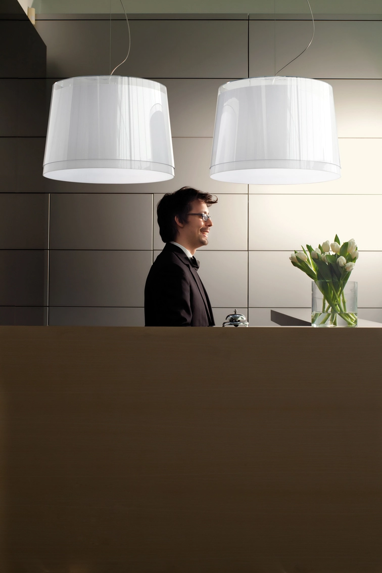 Hängelampe L001S/BB - Design Lampe von Pedrali FU - rauchgrau transparent weiss 4,0 Meter