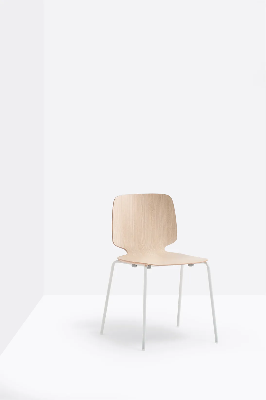 Stuhl BABILA 2710 - Holzstuhl von Pedrali CR-verchromt GC - hellgrau lackiert