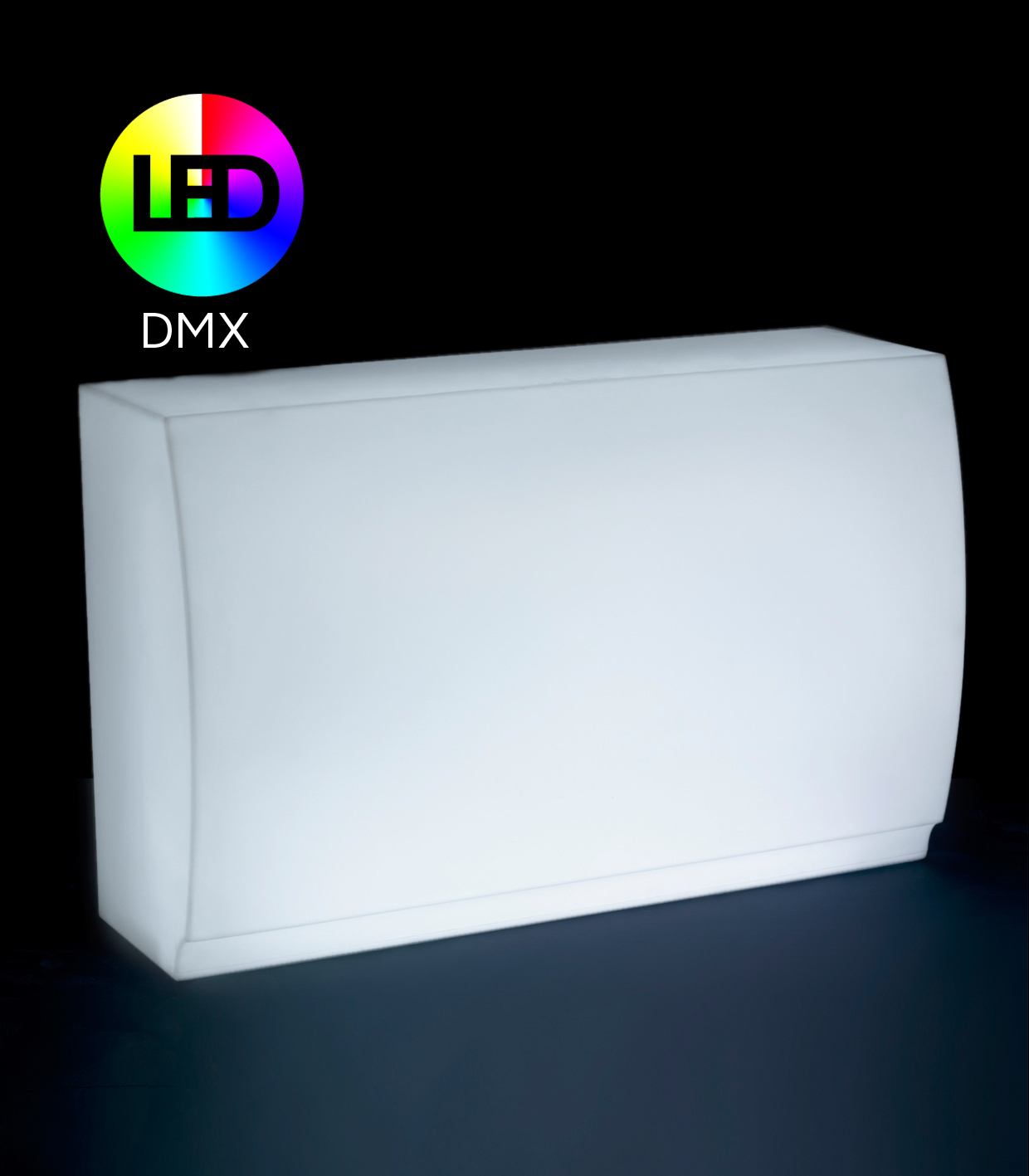 LED Theke FIESTA Bar - von VONDOM Transluzent weiss - für LED Beleuchtung RGBW LED DMX HPL Ausgabefläche