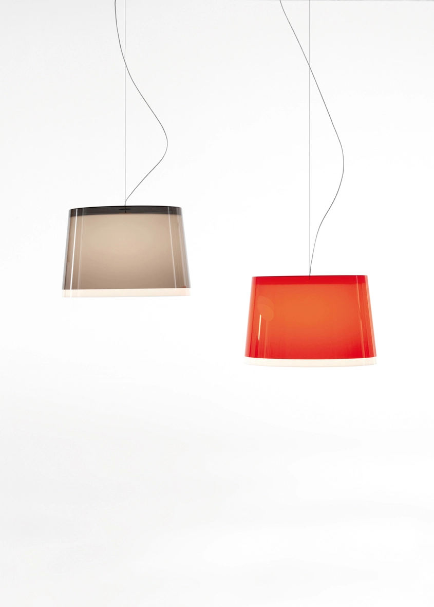 Hängelampe L001S/BB - Design Lampe von Pedrali FU - rauchgrau transparent weiss 4,0 Meter