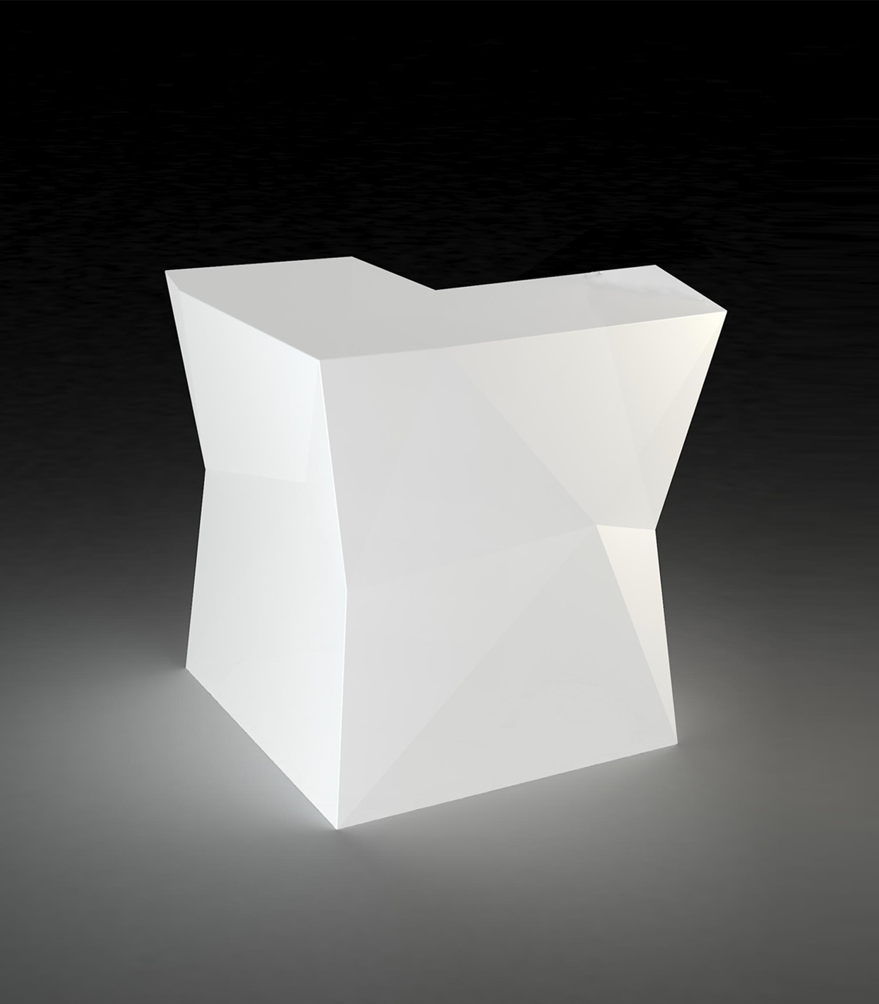 LED Theke FAZ Corner - von VONDOM Transluzent weiss - für LED Beleuchtung ohne Leuchtmittel Einlegeboden Set + HPL Ausgabefläche