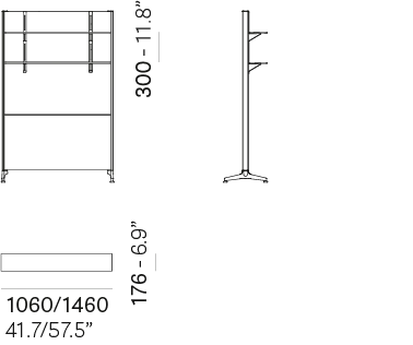 Raumtrenner YPSILON CONNECT L110 - Regalablagen von Pedrali FNP_NE - schwarz 1x Regal UNTEN
